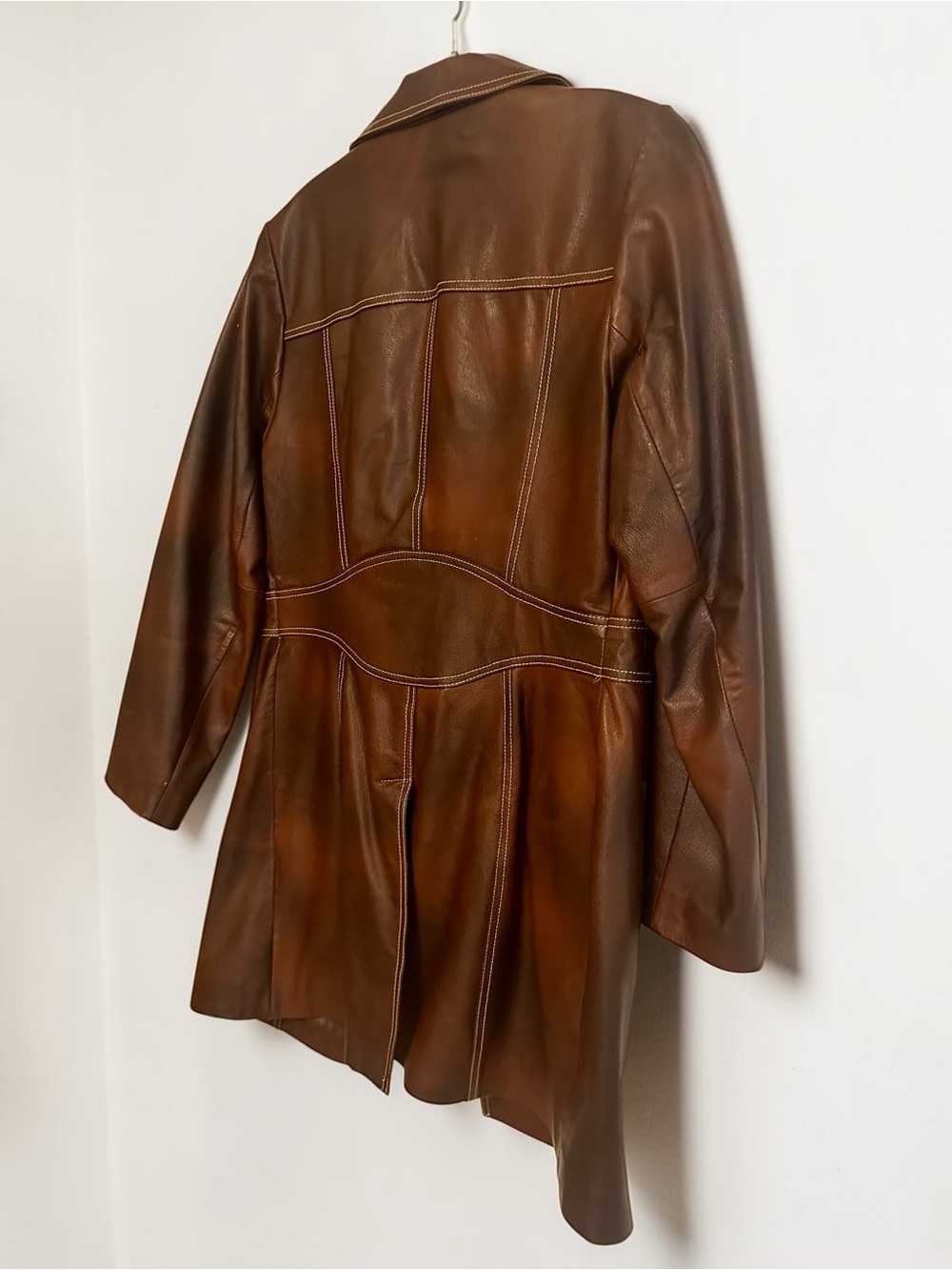 Wilsons Leather Dark Brown Leather Coat with Contrast Stitching - Picture 2 of 8